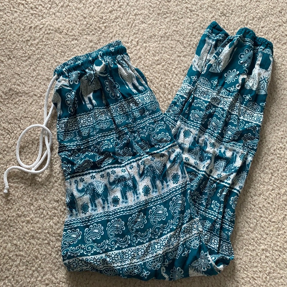 Teal Elephant pants